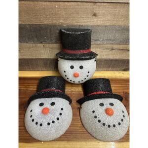 Snowman Porch Light Cover w/Elastic Band Christmas Melted Popcorn Set Of 3